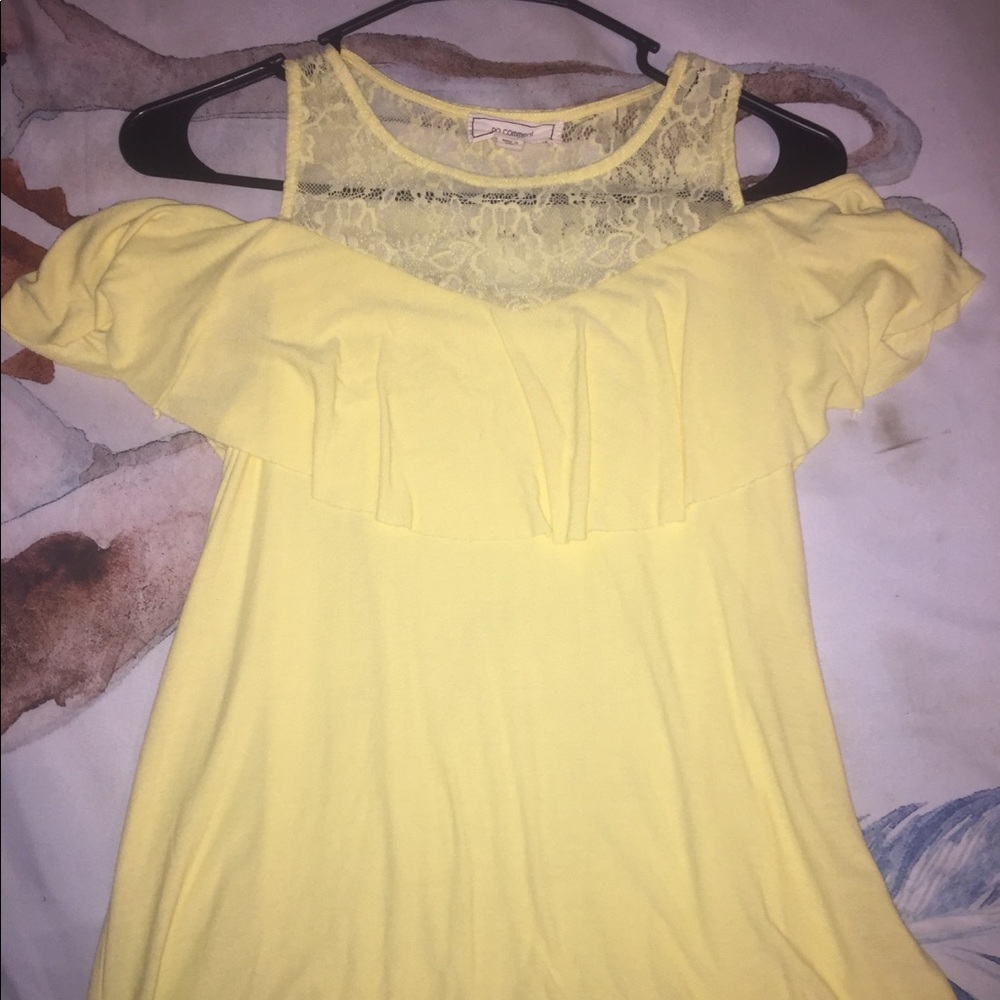 yellow shirt with frilly sleeves
